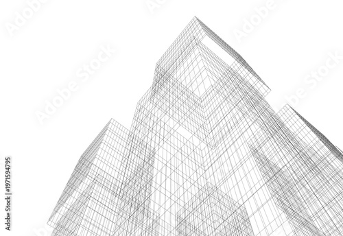 abstract buildings, architectural drawing 3d