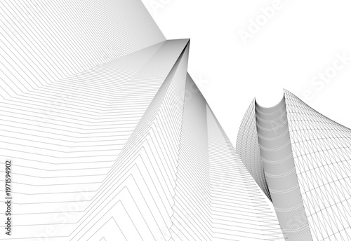 abstract buildings, architectural drawing 3d