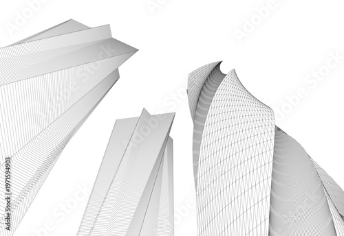 abstract buildings, architectural drawing 3d