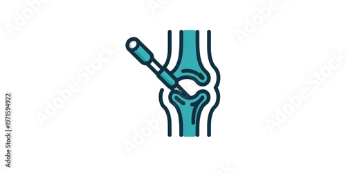 Illustration of a human elbow joint with bones and ligaments highlighted Vector