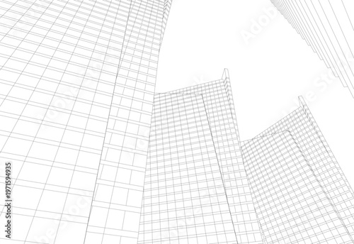 abstract buildings, architectural drawing 3d