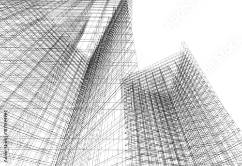 abstract buildings, architectural drawing 3d