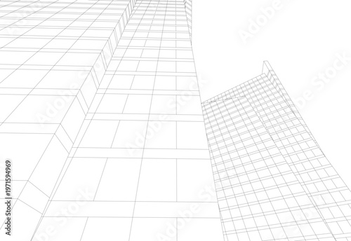 abstract buildings, architectural drawing 3d