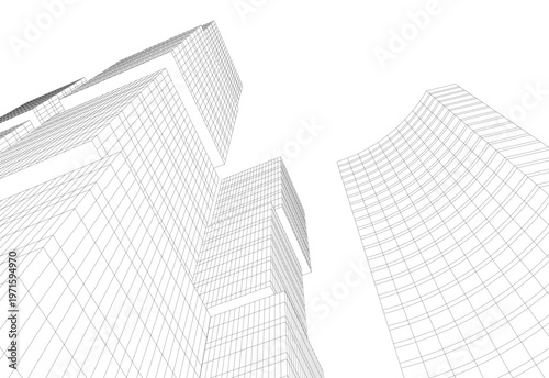 abstract buildings, architectural drawing 3d