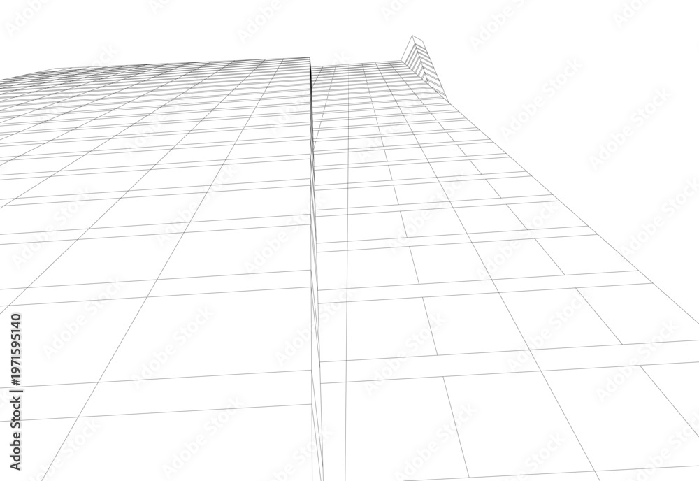 Naklejka premium abstract buildings, architectural drawing 3d