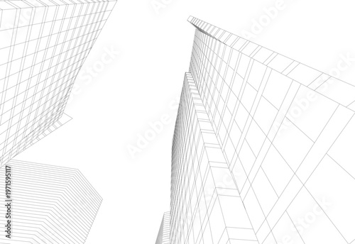 abstract buildings, architectural drawing 3d