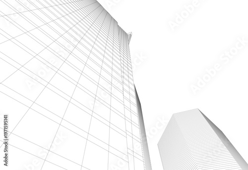 abstract buildings, architectural drawing 3d