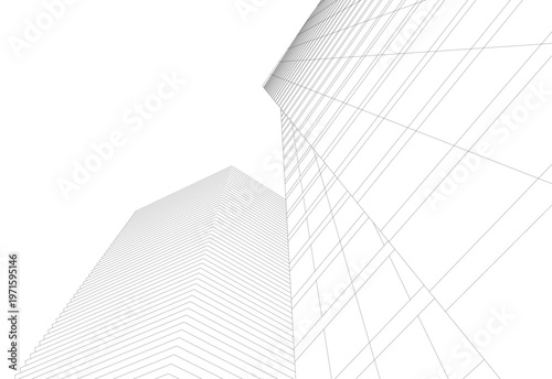 abstract buildings, architectural drawing 3d