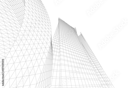 abstract buildings, architectural drawing 3d