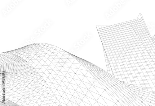 abstract buildings, architectural drawing 3d