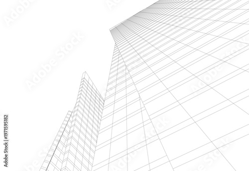 abstract buildings, architectural drawing 3d