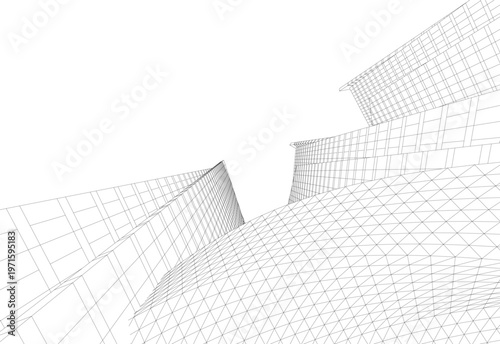 abstract buildings, architectural drawing 3d