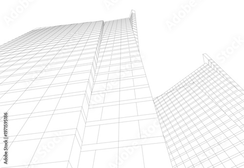 abstract buildings, architectural drawing 3d