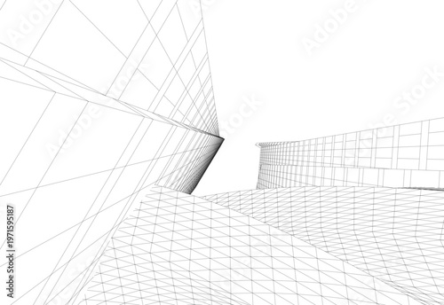 abstract buildings, architectural drawing 3d