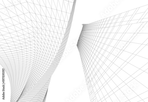 abstract buildings, architectural drawing 3d