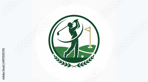Golf Club Emblem with Golfer Silhouette