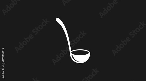 White Ladle Silhouette on Black Background