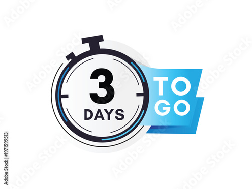 3 days to go icon for offer or countdown timer. Offer countdown Days left sign vector.