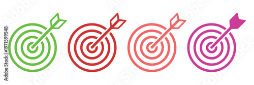 Target or goal concept of success, dart hitting bullseye representing aim strategy objective and business success, marketing and goal achievement