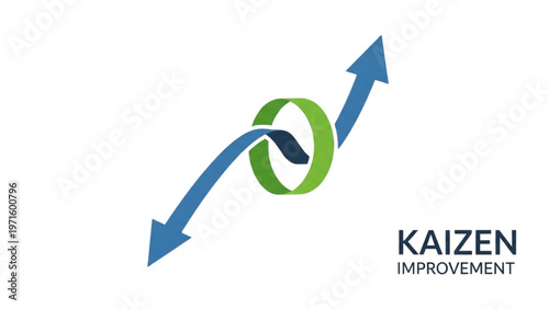 Kaizen Continuous Improvement Icon, Minimalist Intertwining Arrows for Lean Six Sigma, Ongoing Small Changes and Process Optimization Vector Line Art