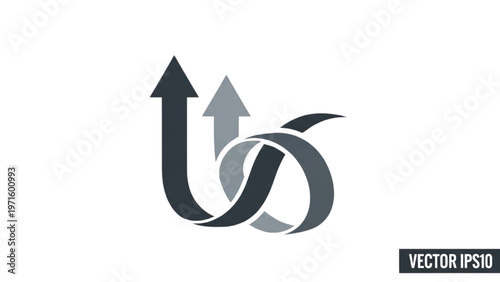 Kaizen Continuous Improvement Icon, Minimalist Intertwining Arrows for Lean Six Sigma, Ongoing Small Changes and Process Optimization Vector Line Art