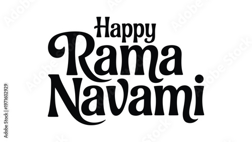 Happy rama navami keywords black text on white background decorative lettering