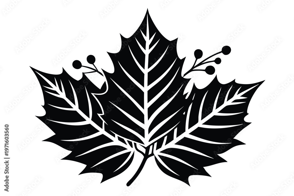 Obraz premium christmas leaf silhouette line art vector illustration