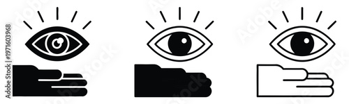 Vision icon set, modern line and flat style icons depicting eye, target, and focus concepts for strategy, innovation, and visual perception