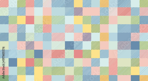 Minimalist pastel grid with alternating striped blocks in a rhythmic decorative surface pattern.
