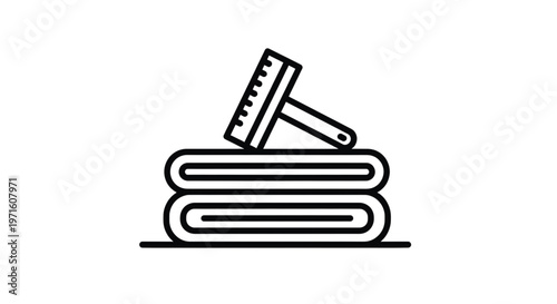 A minimalist vector graphic of a razor on books