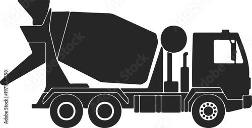 Concrete Mixer Truck Side View Icon Industrial Construction Equipment