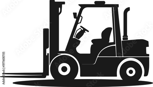 Forklift Truck Icon Black Silhouette Warehouse Industrial Equipment