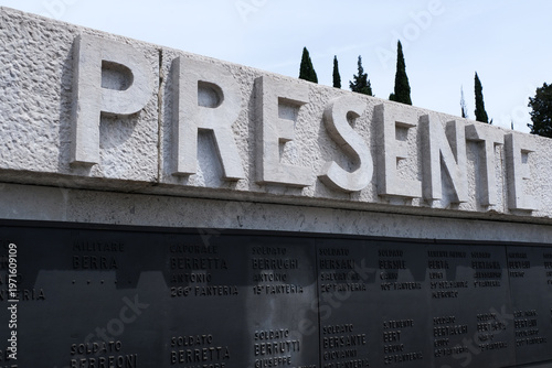 Il Sacrario militare di Redipuglia a Fogliano Redipuglia in provincia di Gorizia, Friuli-Venezia Giulia, Italia.