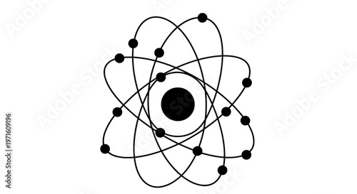 Atomic Structure Diagram: Nucleus and Orbiting Electrons Illustration