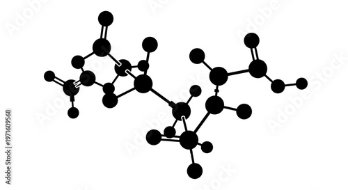 Abstract 3D Molecular Structure Black White