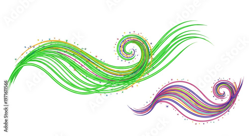 Colorful abstract swirls and curves create a dynamic flowing design