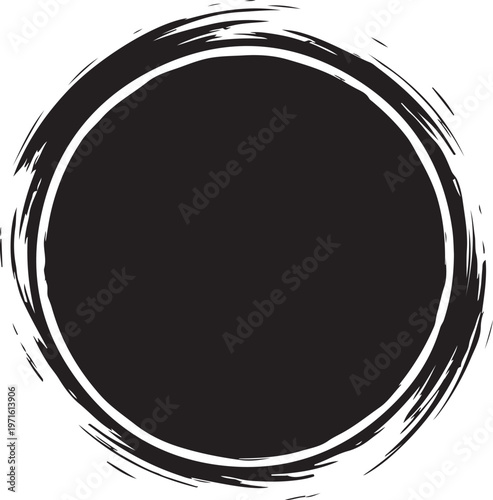 Sketchy hand-drawn circle with rough and uneven edges isolated on transparent background, Vector