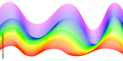 Abstract rainbow wave background with colorful flowing fluid gradients, vibrant liquid motion spectrum on white backdrop