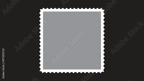 Vintage Postage Stamp with Torn Edges on Black Background, Classic Mail Design, Grunge Texture, Retro Communication