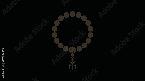 Minimalist Rosary Prayer Beads on Black Background