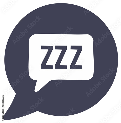 Sleeping Zzz inside Chat Bubble Design Element Flat Icon, Naptime Symbol, Bedtime Graphic, Snoring