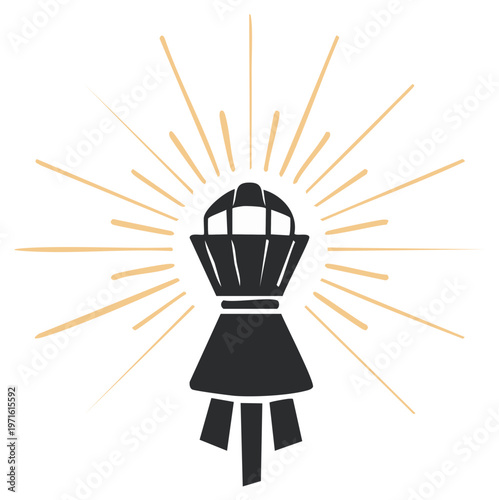 Abstract Espresso Maker with Rays of Light Coffee Shop Icon Brewed Coffee Machine Design