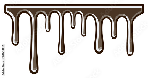 Chocolate syrup dripping, brown dessert design element