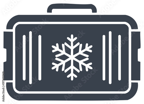 Insulated Container with Snowflake graphic designed for Cold Storage or Food Transportation with handle for carrying