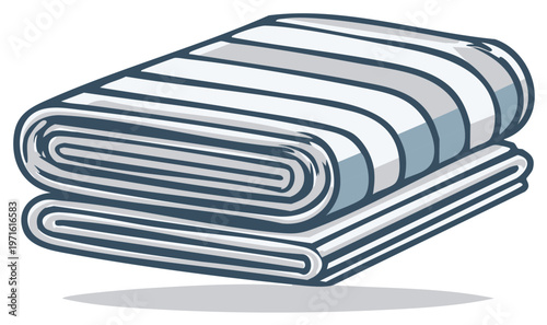 Neatly stacked striped towels in calming shades of gray illustration for textile design and bathroom decor concepts