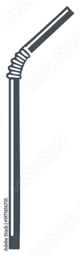 Flexible plastic drinking straw vector icon for beverages and cocktails