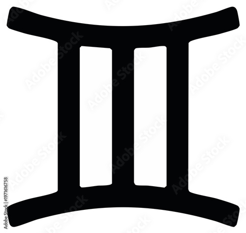 Gemini Zodiac Symbol Icon, Astrological Sign Illustration, Abstract Twin Glyph