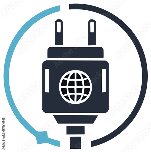 Global Power Plug Icon with Globe Illustration