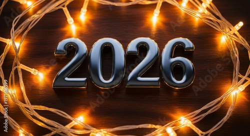 2026 new year celebration with golden lights