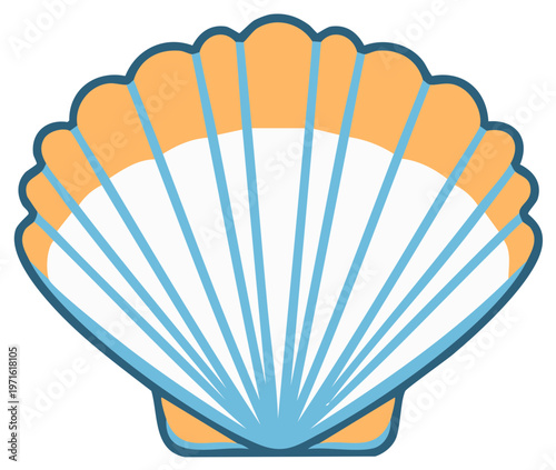 Stylized Scallop Shell Illustration